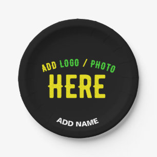 PLATO DE PAPEL PERSONALIZABLE MODERNO ESTILO NEGRO VERIFICADO MAR