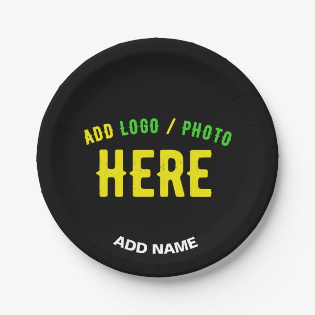 PLATO DE PAPEL PERSONALIZABLE MODERNO ESTILO NEGRO VERIFICADO MAR (Anverso)