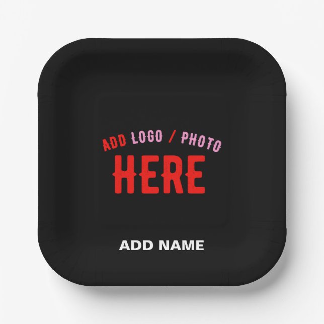 PLATO DE PAPEL PERSONALIZABLE MODERNO ESTILO NEGRO VERIFICADO MAR (Anverso)
