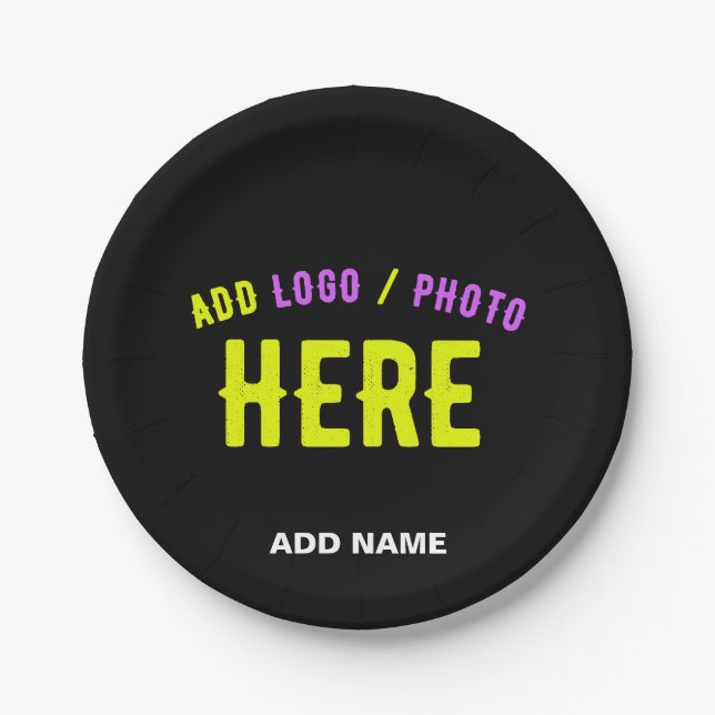 PLATO DE PAPEL PERSONALIZABLE MODERNO ESTILO NEGRO VERIFICADO MAR (Anverso)