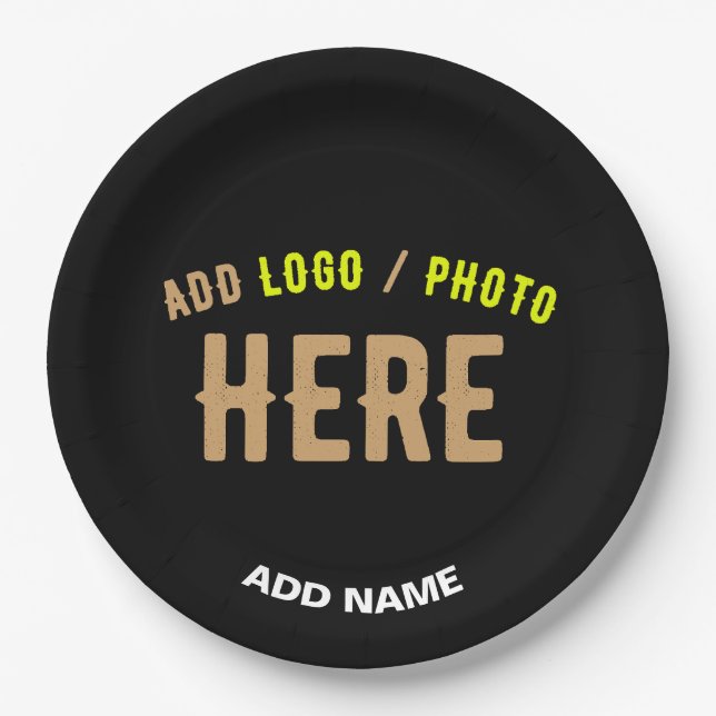 PLATO DE PAPEL PERSONALIZABLE MODERNO ESTILO NEGRO VERIFICADO MAR (Anverso)
