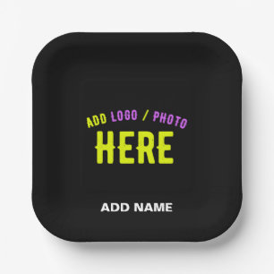 PLATO DE PAPEL PERSONALIZABLE MODERNO ESTILO NEGRO VERIFICADO MAR