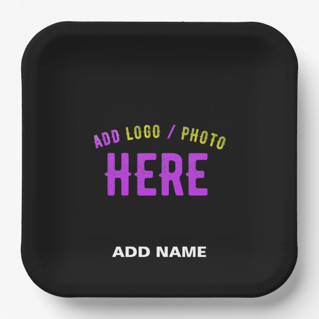 PLATO DE PAPEL PERSONALIZABLE MODERNO ESTILO NEGRO VERIFICADO MAR (Anverso)