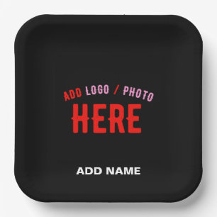PLATO DE PAPEL PERSONALIZABLE MODERNO ESTILO NEGRO VERIFICADO MAR