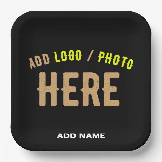 PLATO DE PAPEL PERSONALIZABLE MODERNO ESTILO NEGRO VERIFICADO MAR (Anverso)