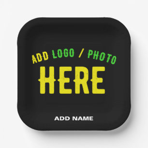 PLATO DE PAPEL PERSONALIZABLE MODERNO ESTILO NEGRO VERIFICADO MAR