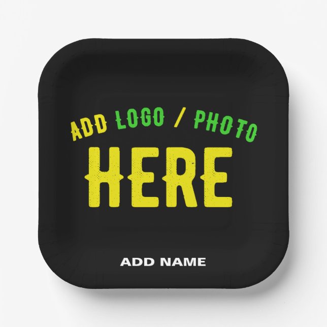 PLATO DE PAPEL PERSONALIZABLE MODERNO ESTILO NEGRO VERIFICADO MAR (Anverso)