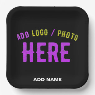 PLATO DE PAPEL PERSONALIZABLE MODERNO ESTILO NEGRO VERIFICADO MAR