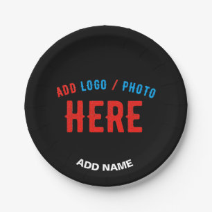 PLATO DE PAPEL PERSONALIZABLE MODERNO ESTILO NEGRO VERIFICADO MAR