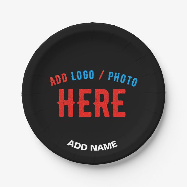 PLATO DE PAPEL PERSONALIZABLE MODERNO ESTILO NEGRO VERIFICADO MAR (Anverso)