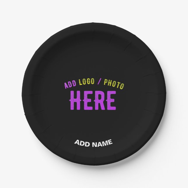 PLATO DE PAPEL PERSONALIZABLE MODERNO ESTILO NEGRO VERIFICADO MAR (Anverso)