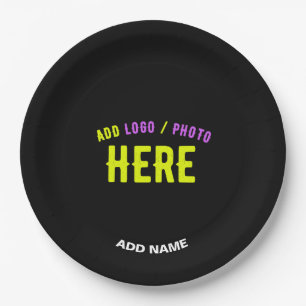 PLATO DE PAPEL PERSONALIZABLE MODERNO ESTILO NEGRO VERIFICADO MAR