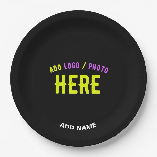 PLATO DE PAPEL PERSONALIZABLE MODERNO ESTILO NEGRO VERIFICADO MAR (Anverso)