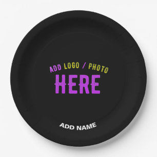 PLATO DE PAPEL PERSONALIZABLE MODERNO ESTILO NEGRO VERIFICADO MAR