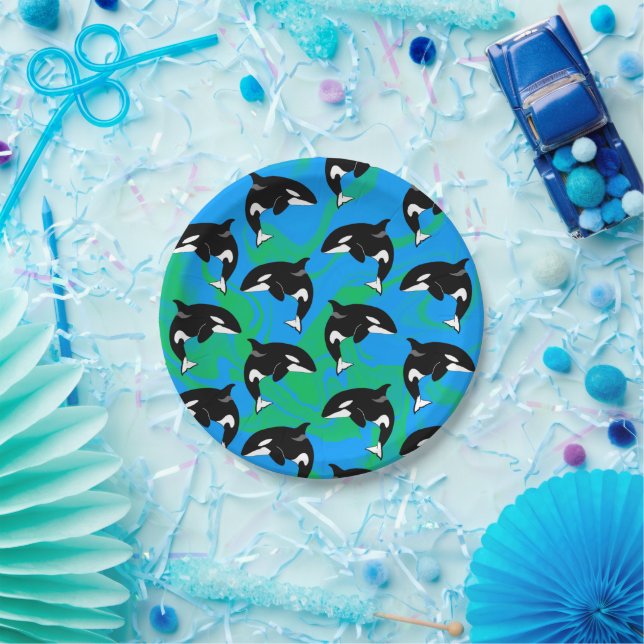 Plato De Papel Personalizable Orca Killer Whale (Fiesta)