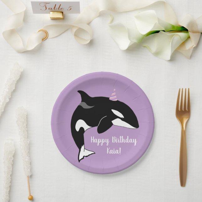 Plato De Papel Personalizable Orca Killer Whale (Boda)