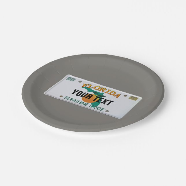 Plato De Papel (Personalizable) Placa de licencia de Florida (Angular)