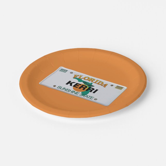 Plato De Papel (Personalizable) Placa de licencia de Florida (Angular)