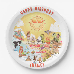 Plato De Papel Personalizable Sunny California Birthday Plate