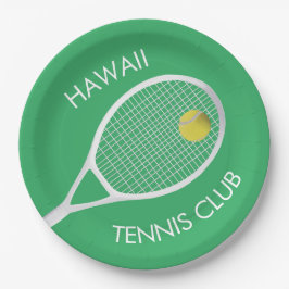 Plato De Papel Personalizable Verde Club de Tenis Racket