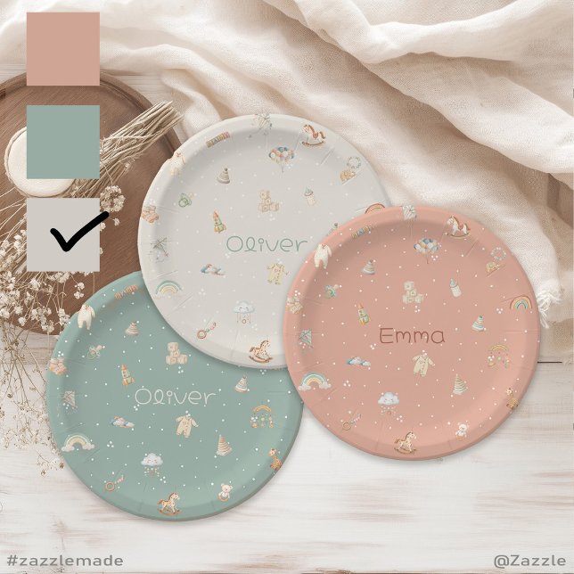 Plato De Papel Personalización de Boho Autumn Baby Shower (Boho Autumn Baby Shower Personalized Paper Plates)