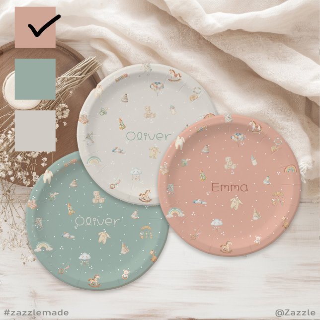 Plato De Papel Personalización de Boho Autumn Baby Shower (Boho Autumn Baby Shower Personalized Paper Plates)