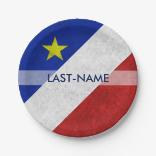 Plato De Papel Personalización del apodo de la bandera acadiana c