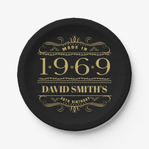 Plato De Papel Personalizado 1969 50º cumpleaños