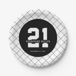 Plato De Papel Personalizado 21º cumpleaños Moderno y elegante