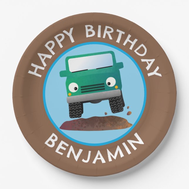 Plato De Papel Personalizado 4X4 de vehículos de carretera person (Anverso)