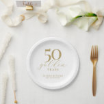 Plato De Papel Personalizado 50° aniversario Boda Elegante<br><div class="desc">¡Dulces a 50 años de amor con nuestras placas de papel para el aniversario de nuestros personalizados! El elegante guión en tonos dorados añade un toque de lujo a tu celebración. ¡Saludos a un amor duradero!</div>