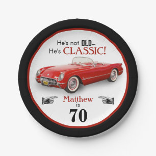Plato De Papel Personalizado Age Not Old Red Classic 1954 Convert