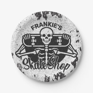 Plato De Papel Personalizado AÑADIR NOMBRE Skull Skateboard Skate