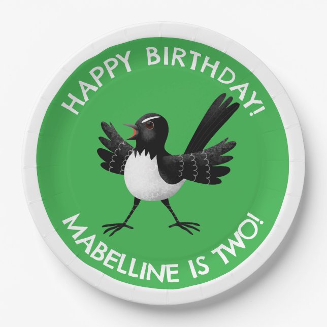 Plato De Papel Personalizado australiano Willie Wagtail (Anverso)