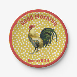 Plato De Papel Personalizado B & B Country Rooster Farmhouse