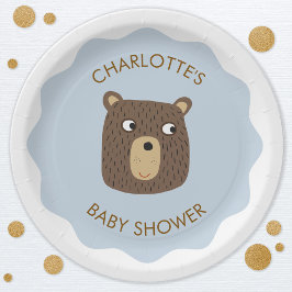 Plato De Papel Personalizado Baby Shower de Little Bear Cub
