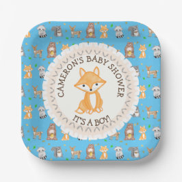 Plato De Papel Personalizado Baby Shower Plates Woodland Thuelo