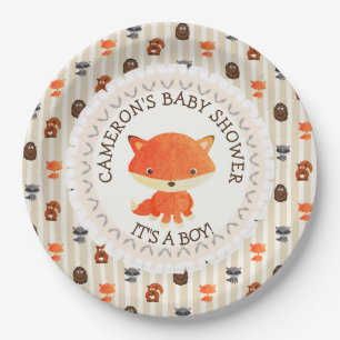 Plato De Papel Personalizado Baby Shower Plates Woodland Thuelo
