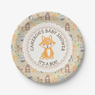 Plato De Papel Personalizado Baby Shower Plates Woodland Thuelo