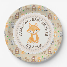 Plato De Papel Personalizado Baby Shower Plates Woodland Thuelo