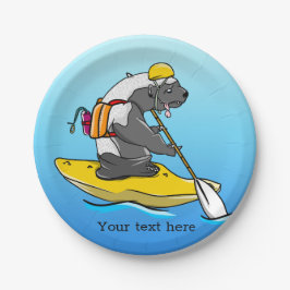 Plato De Papel Personalizado badger en un kayak