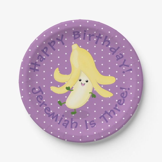 Plato De Papel Personalizado bananero Cute kawaii (Anverso)