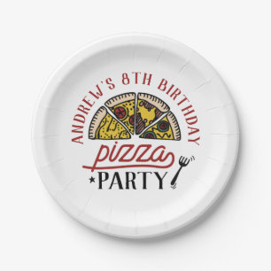 Plato De Papel Personalizado Birthday Pizza Fiesta Plate