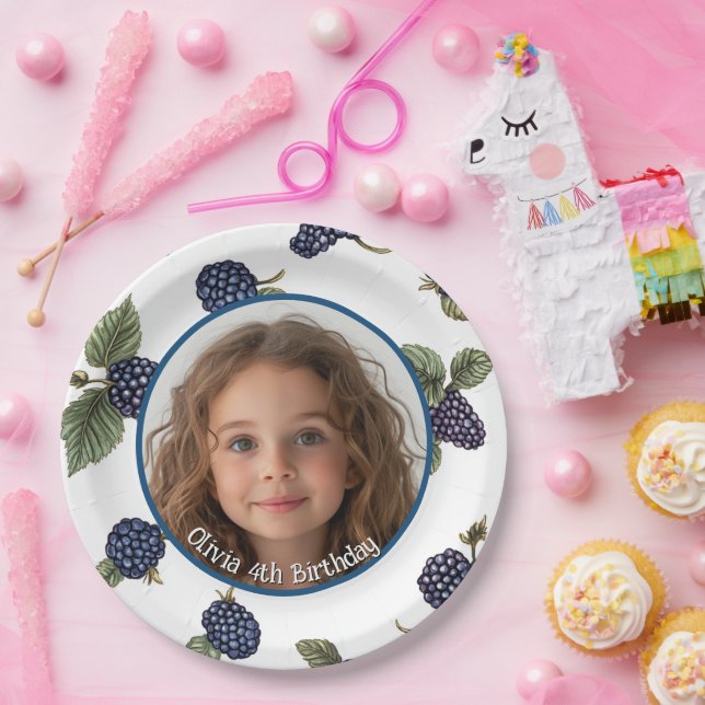 Plato De Papel Personalizado Blackberry foto y nombre Placa de pa (Fiesta)