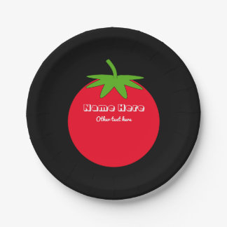 Plato De Papel Personalizado blanco de tomate rojo texto sobre ne