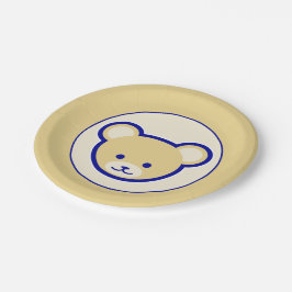 Plato De Papel Personalizado Blue Beige Teddy Bear Cute Funny