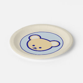 Plato De Papel Personalizado Blue Beige Teddy Bear Cute Funny