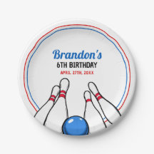 Personalizado Blue & Red Bowling Kids 6º cumpleaño
