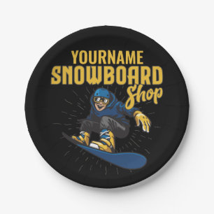 Plato De Papel Personalizado Boarder Snowboarding Shop Big Air