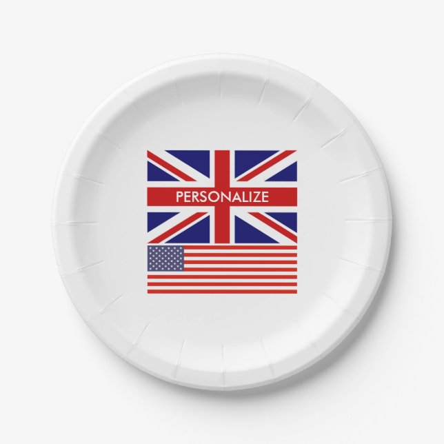 Plato De Papel Personalizado británico americano inglés de la (Anverso)